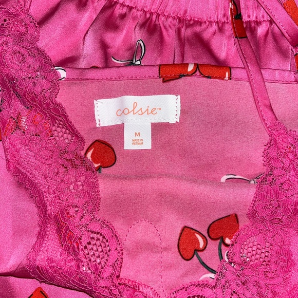 Target Pink Cherry Lace Trim Pajama Set - Picture 2 of 2